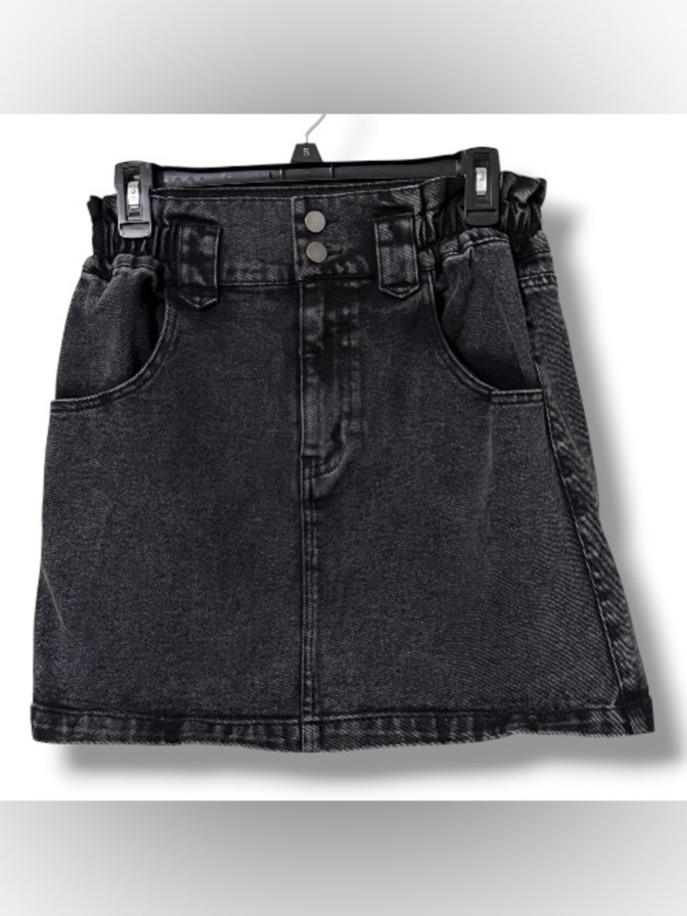 Tinseltown size large black denim mini skirt elastic waist with pockets casual